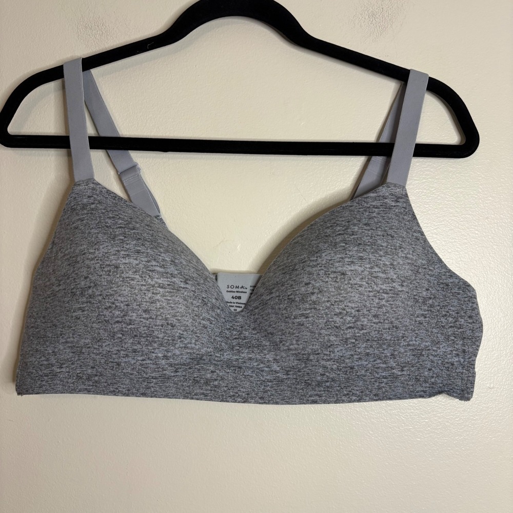 Soma Enbliss Wireless Bralette Grey Heathered Full Coverage Comfort Bra‎ 40B